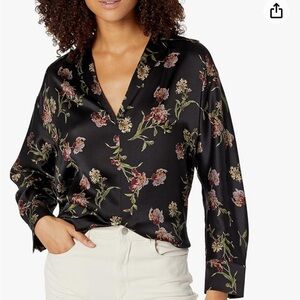 Vince Women's Iris Honeysuckle Shaped Collar Pullover NWT 100%silk